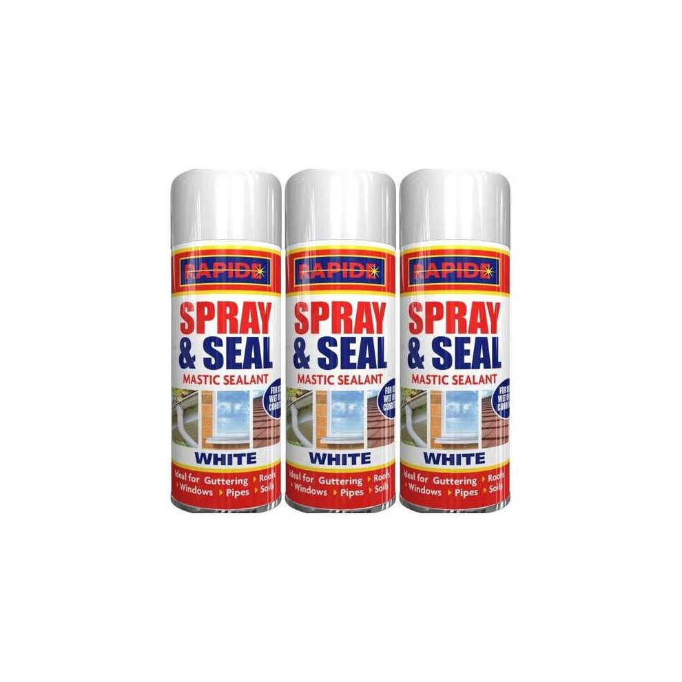 Rapide Spray & Seal Leak Fix Stop Sealant Instant Waterproof - White 300ml           3183 (Pack of 3)