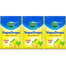 Vicks VapoDrops Sugar Free Lemon & Menthol For Cold And Flu 72g (Pack of 3)