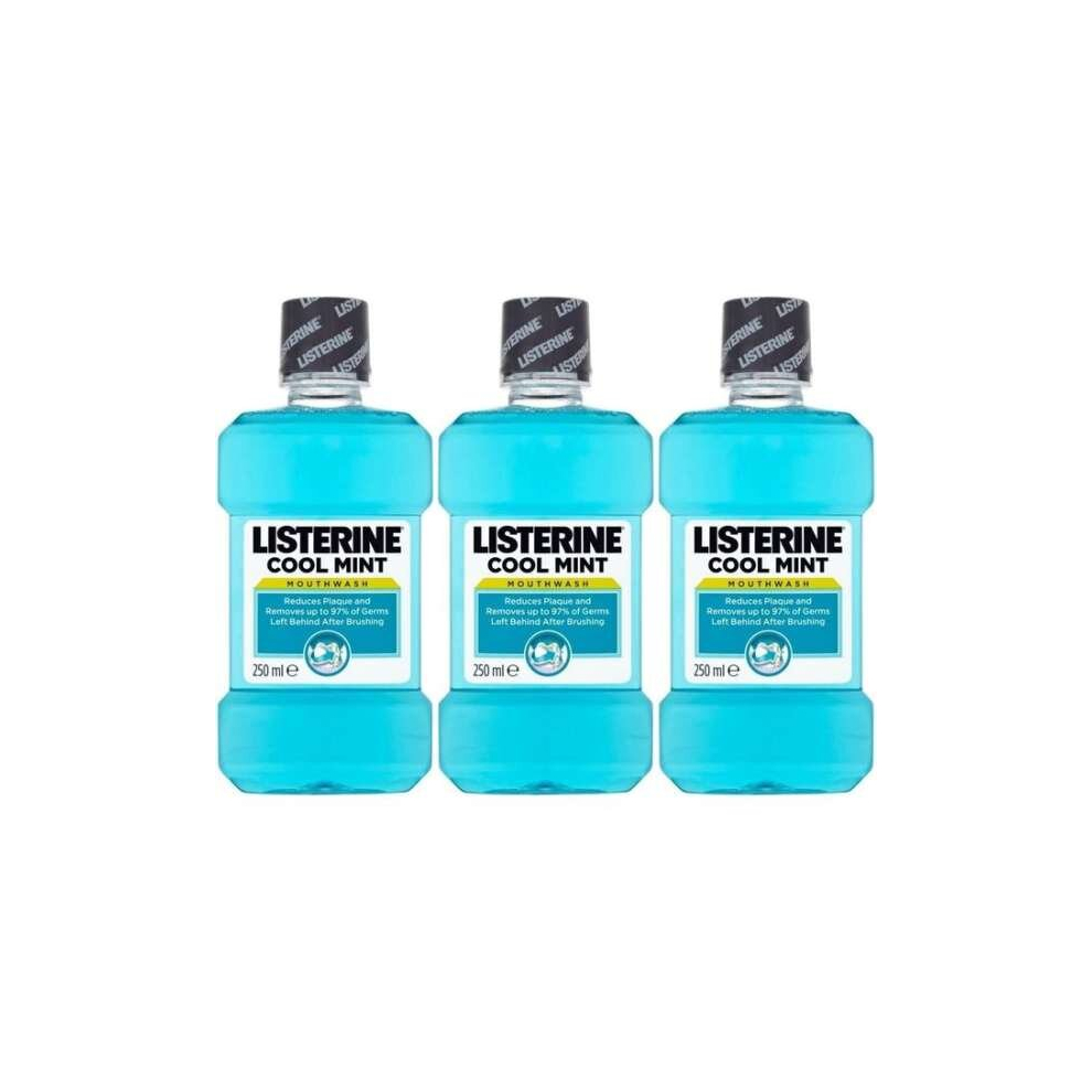 Listerine Cool Mint Mouthwash, 250ml (Pack of 3)