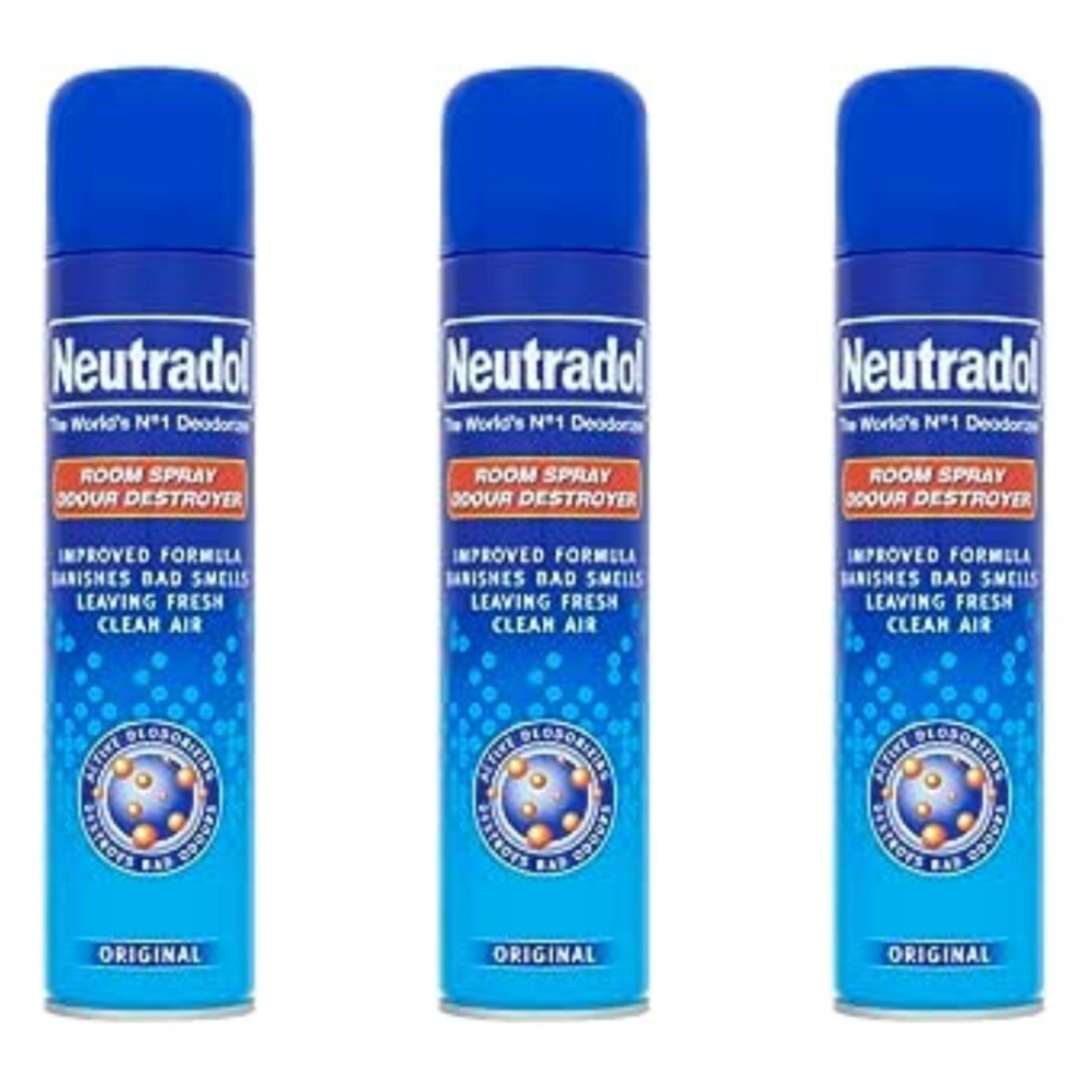 Neutradol Odour Destroyer Air Freshener Spray, Original 300ml (Pack of 3)