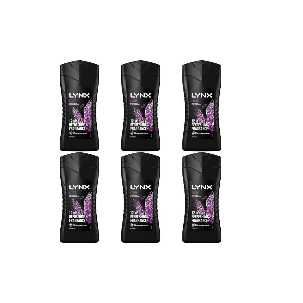 Lynx Excite Shower Gel, 225ml (Pack of 6)