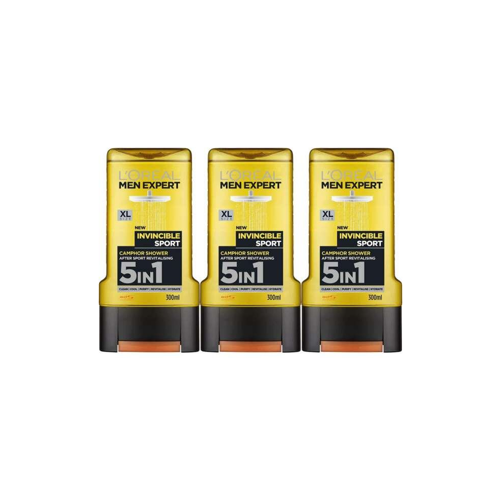 Loreal Men Expert Shower Gel Invincible Sport, 300ml (Yellow One) (Pack of 3)