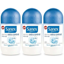 Sanex Dermo Extra Control Roll-On Deodorant, 48h Protection, 50ml (Pack of 3)