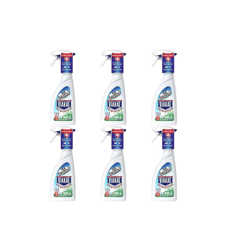 Viakal 3 in 1 Bathroom Limescale Remover Anti-Bacterial Spray 500ml (Pack of 6)