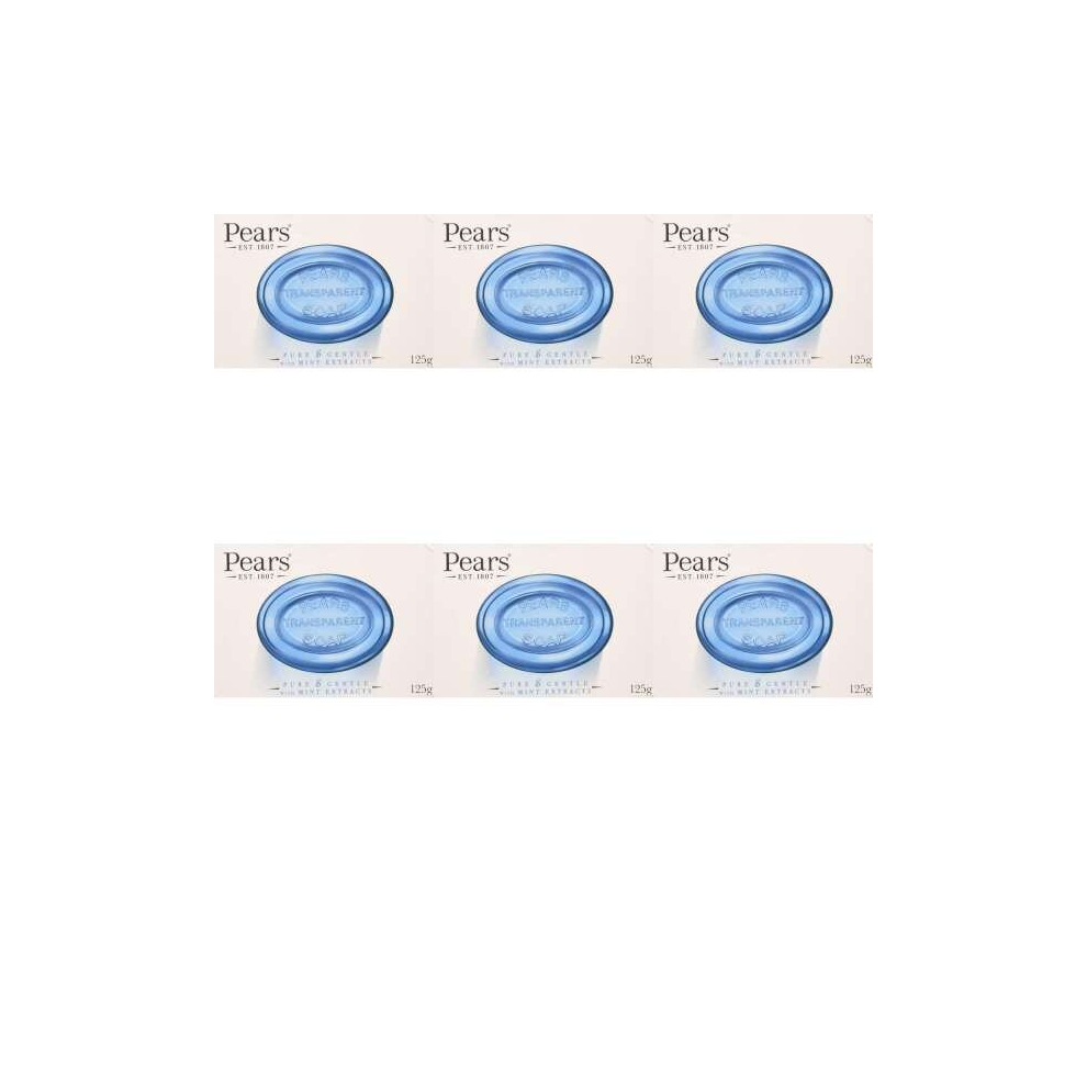 Pears Blue Soap with Mint Extract 125g (Pack of 6)