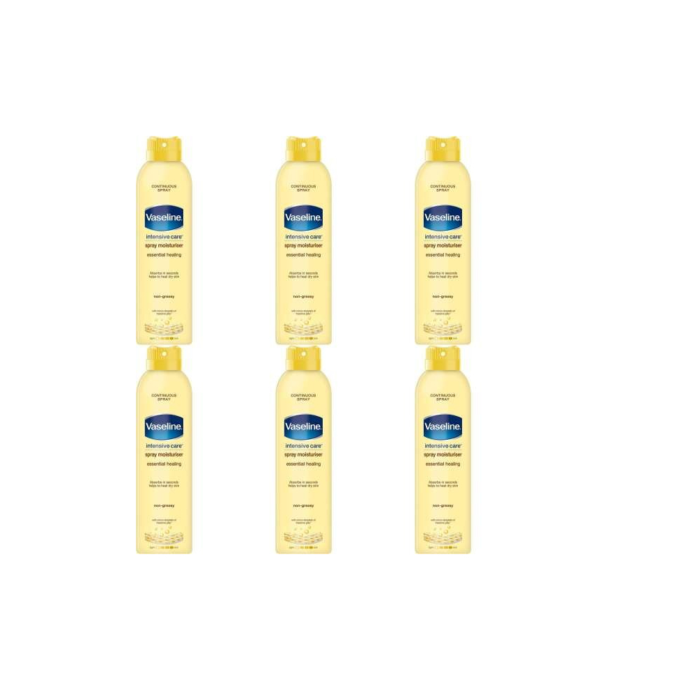 Vaseline Spray and Go Essential Healing Body Moisturiser 190 ml (Pack of 6)