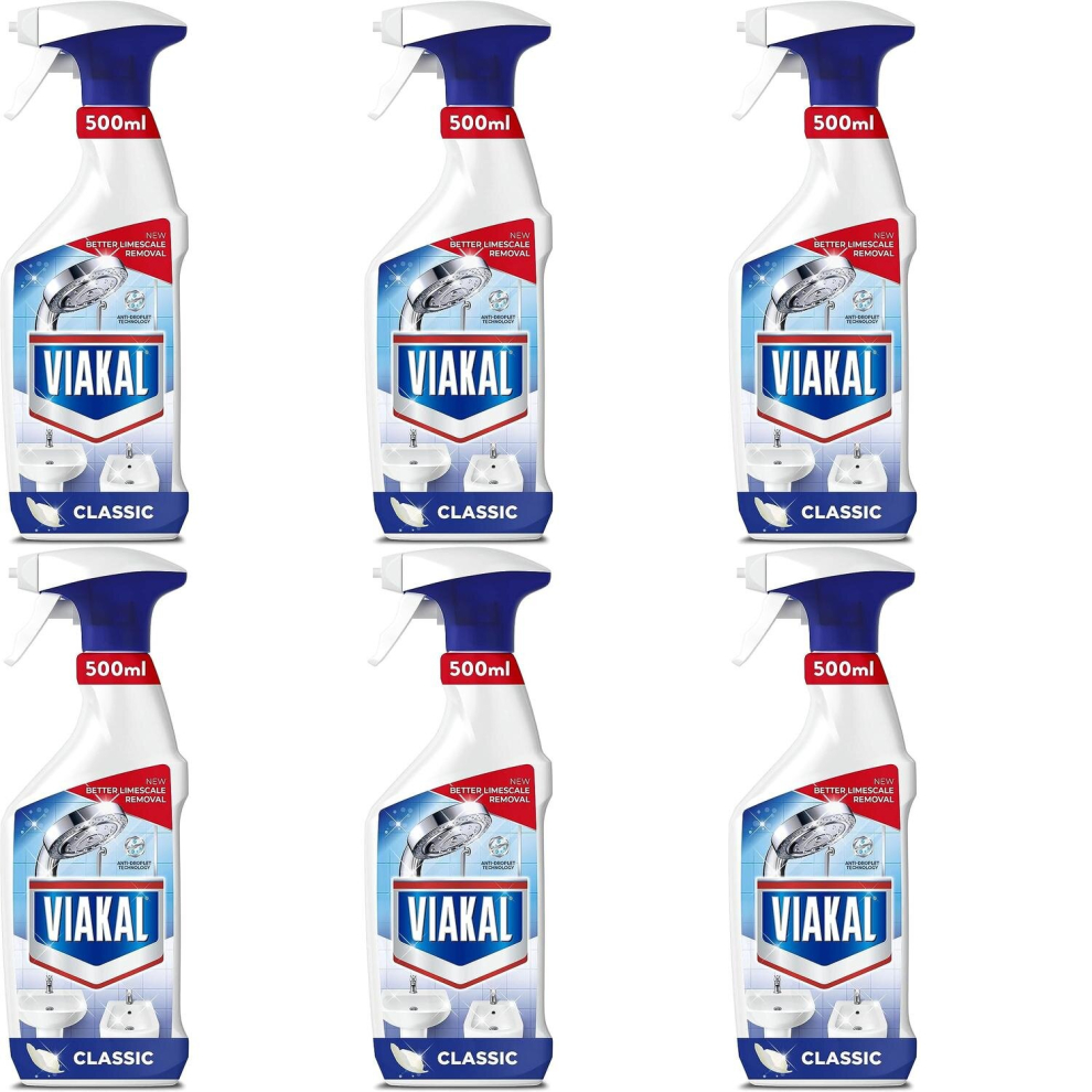 Viakal Classic Limescale Remover Spray, 500ml (NOT FEBREZE) (Blue Spray) (Pack of 6)