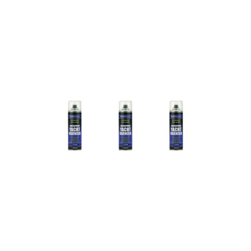 Paint Factory All Purpose Waterproof Clear Yacht Varnish Spray Can 250ml      7128 (Pack of 3)