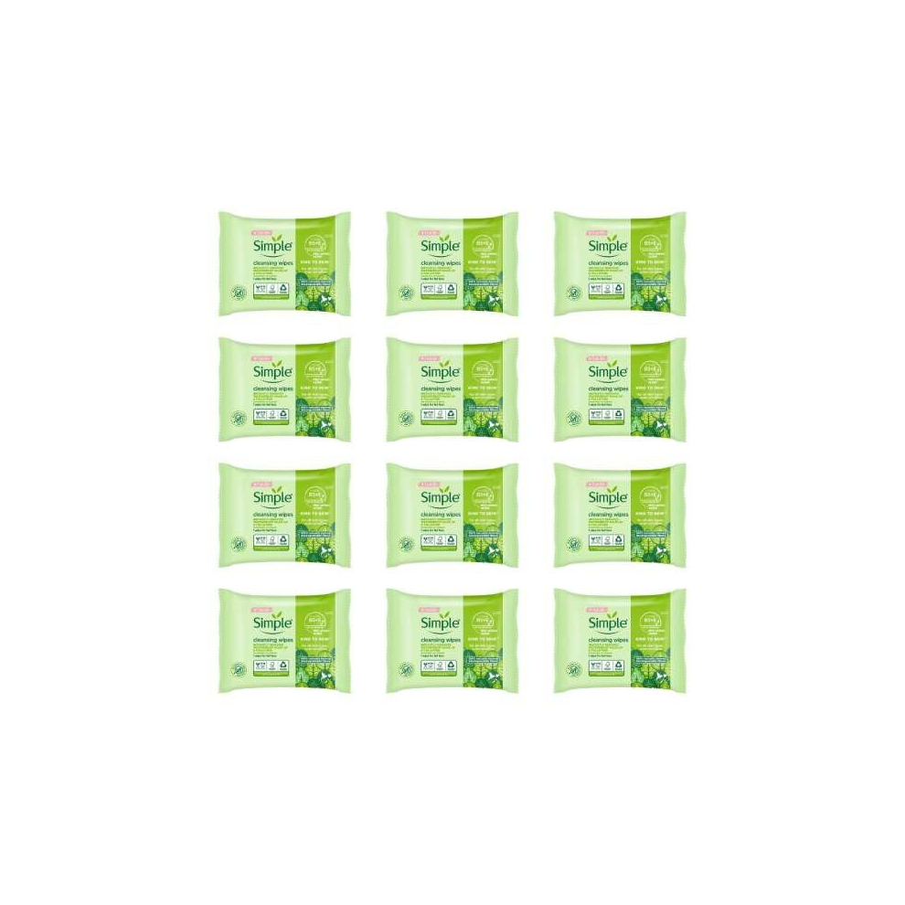 Simple Biodegradable Cleansing Face Wipes 25 Wipes (Pack of 12)