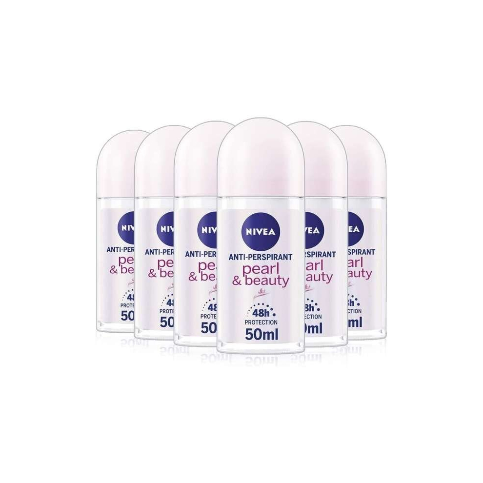 Nivea Pearl & Beauty Roll-On Deodorant For Women 50ml (Pack of 6)