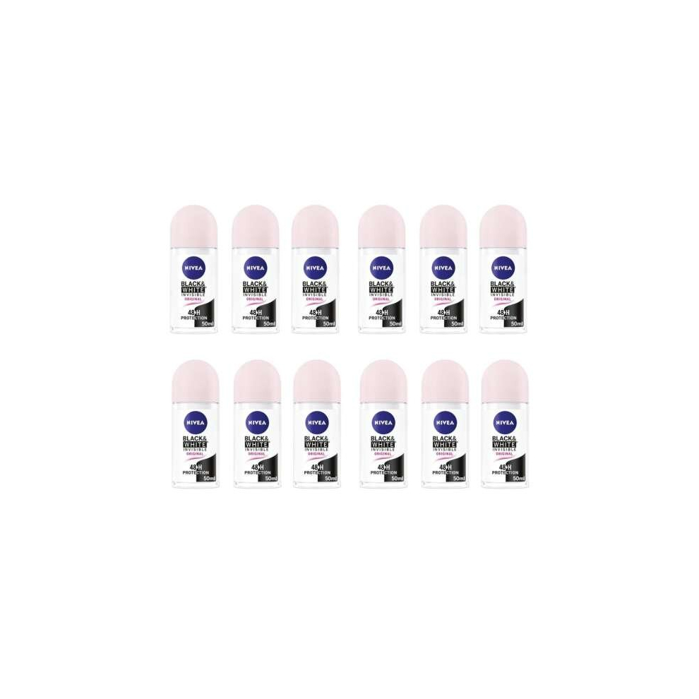 Nivea Roll On Black &White Female Clear 50ml (Pack of 12)
