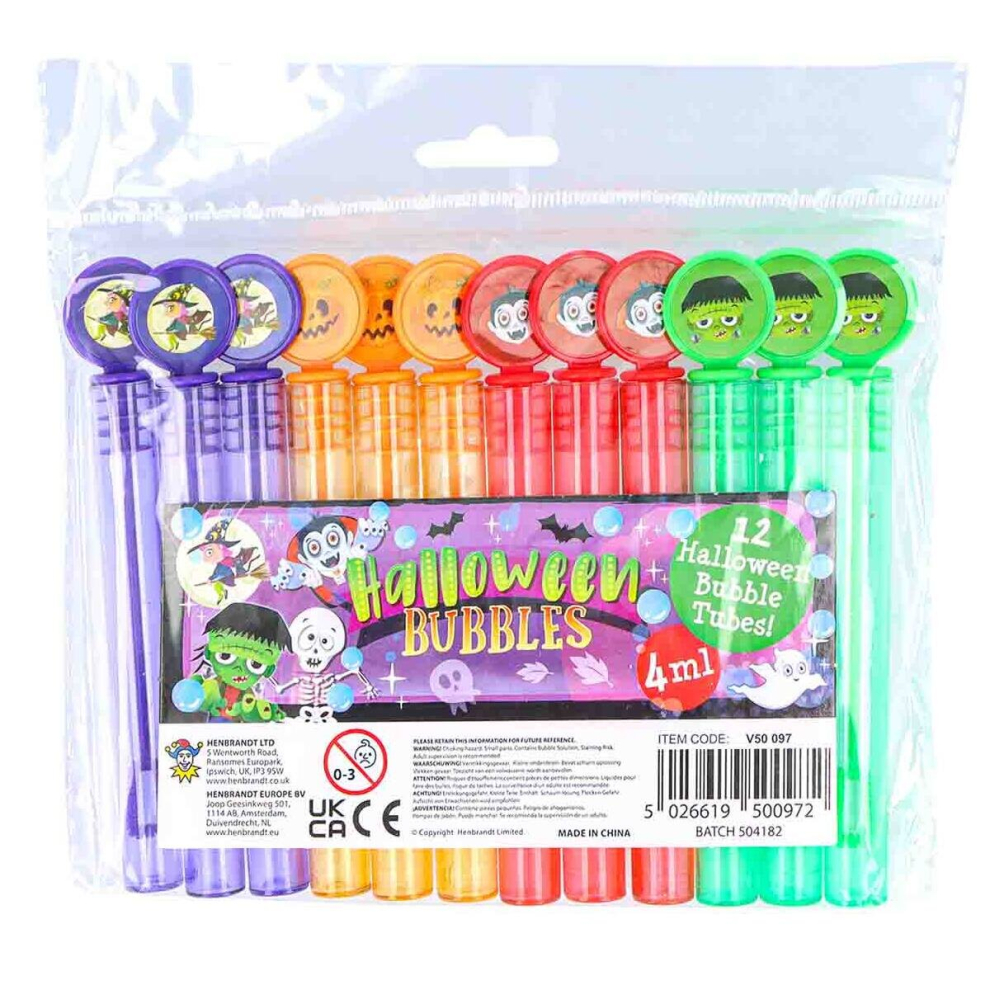Henbrandt Halloween Bubble Tubes (12Pc) 4Ml