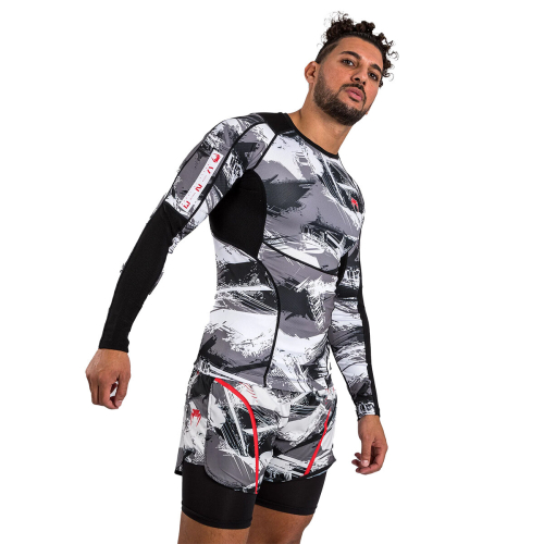 (Medium) VENUM ELECTRON 3.0 MMA LONG SLEEVE RASHGUARD - CAMO GREY 2
