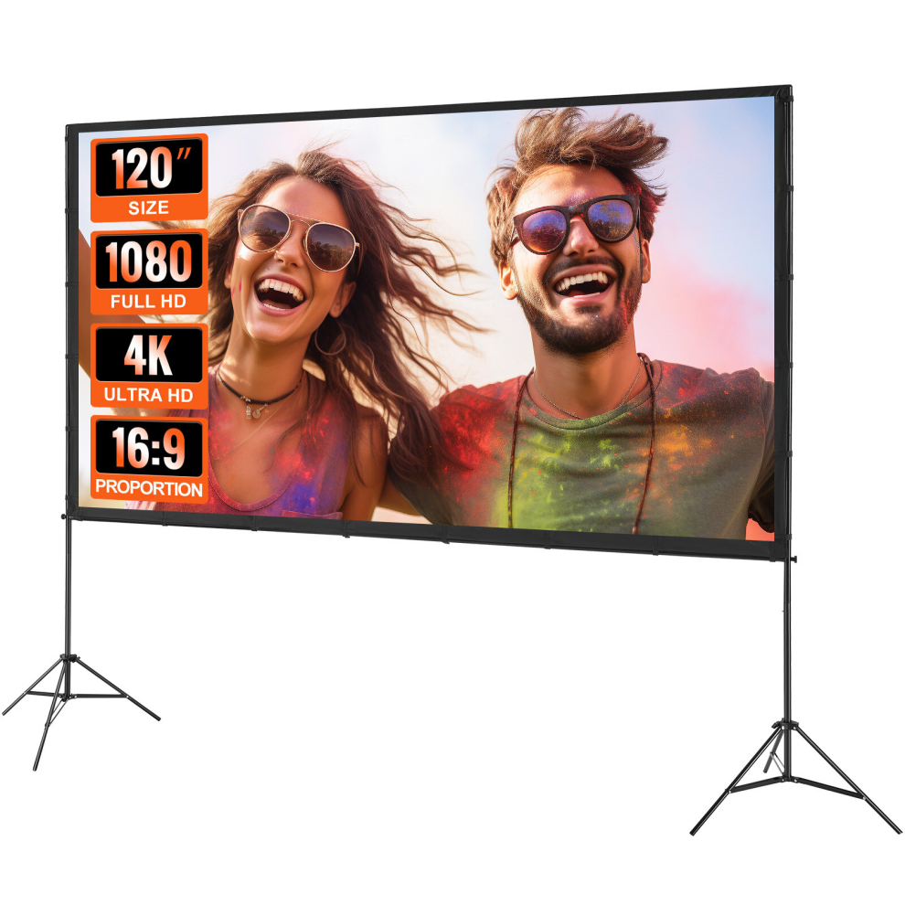 Vevor Projector Screen With Stand 120 Inch 16:9 4K 1080 Hd Movie Screen Tripods