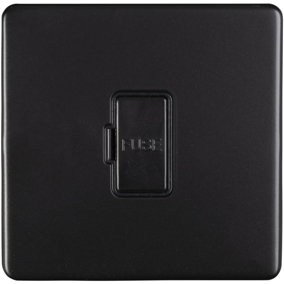 Loops 1 Gang 13A Unswitched Fuse Spur Screwless Matt Rocker Mains Isolation Black