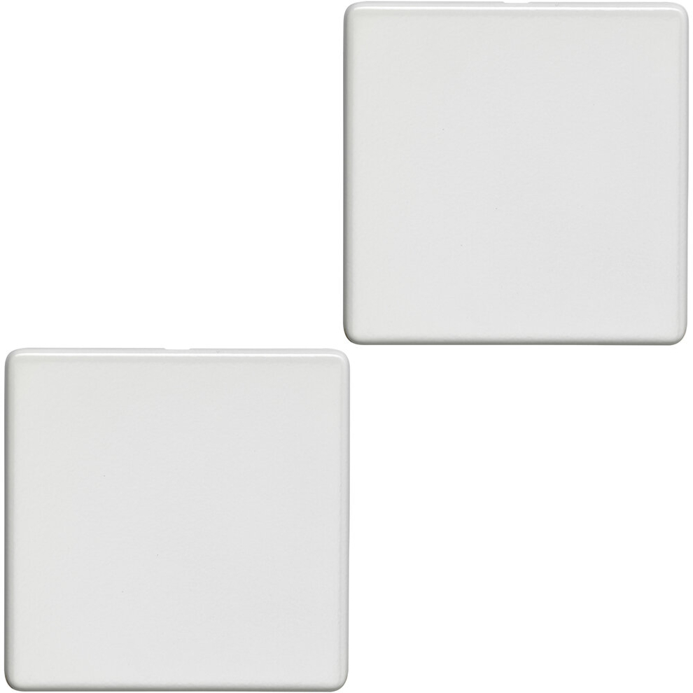 Loops 2 Pack Single Screwless Matt White Blanking Plate Round Edged Wall Hole Cover