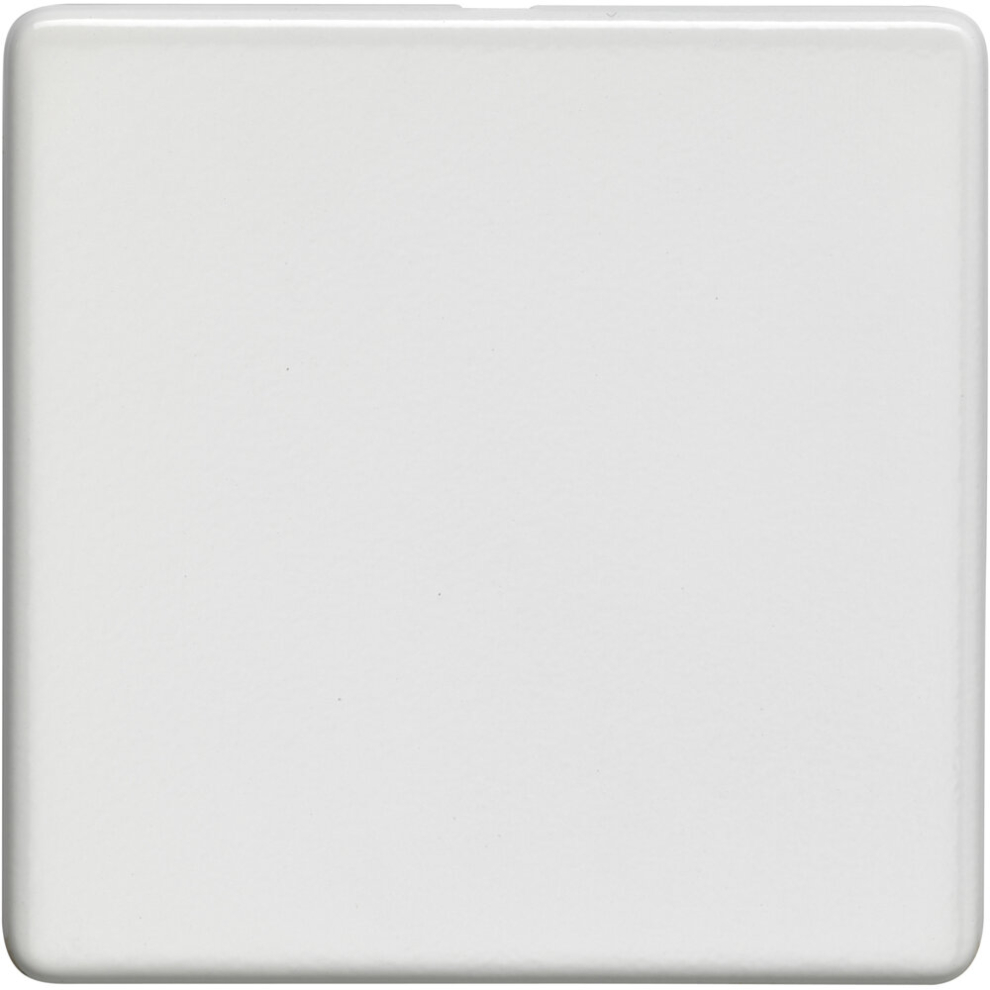 Single SCREWLESS MATT WHITE Blanking Plate Round Edged Wall Box Hole Cover