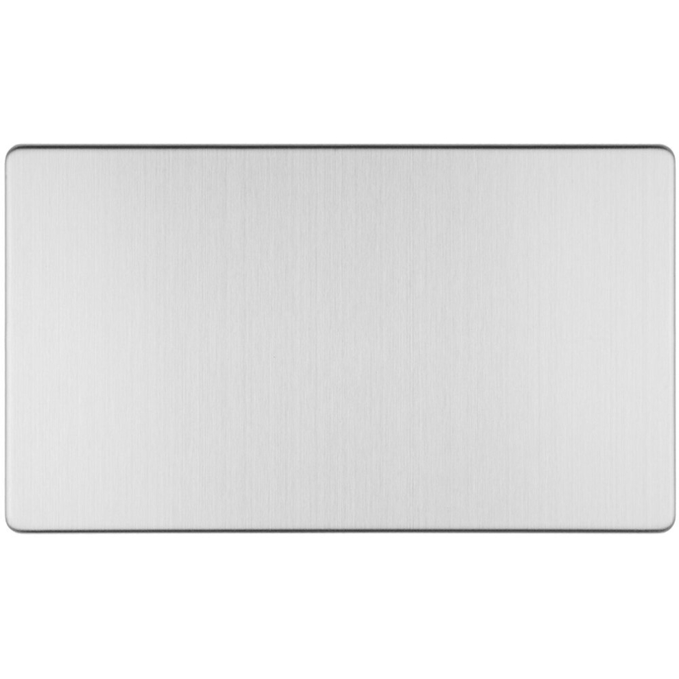 Double SCREWLESS SATIN STEEL Blanking Plate Round Edged Wall Box Hole Cover