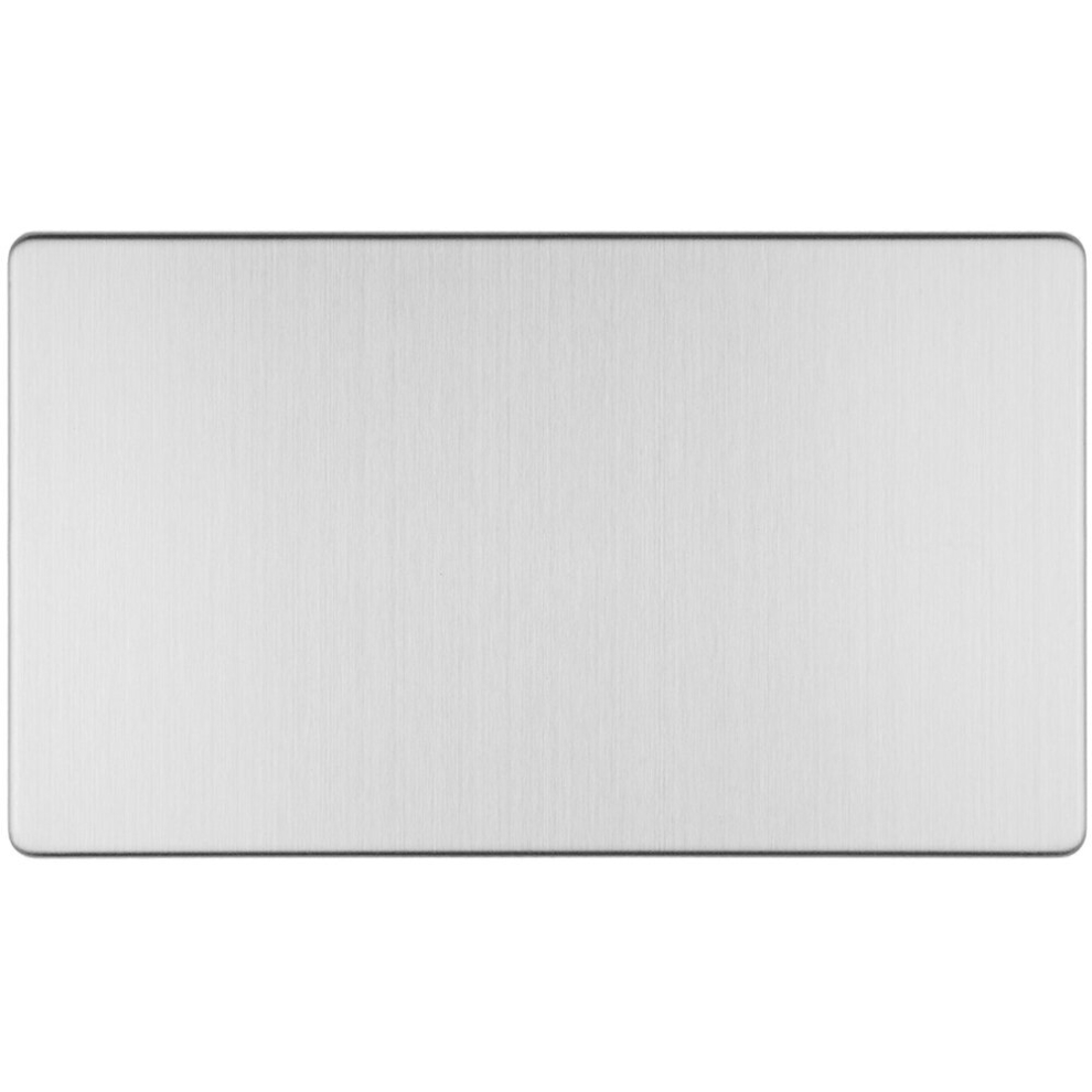 Loops Double Screwless Satin Steel Blanking Plate Round Edged Wall Box Hole Cover