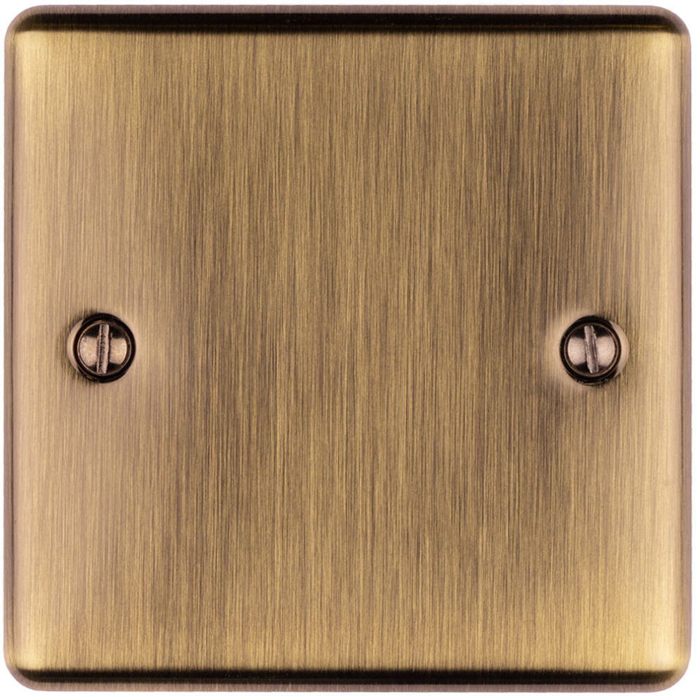 Loops Single Antique Brass Blanking Plate Round Edged Wall Box Chassis Hole Cover Cap