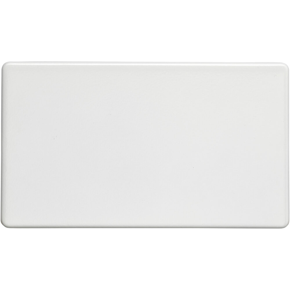 Double SCREWLESS MATT WHITE Blanking Plate Round Edged Wall Box Hole Cover