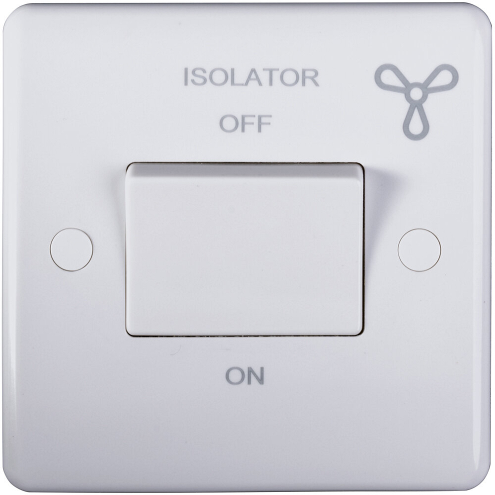 1 Gang 6A Extractor Fan Isolator Switch WHITE PLASTIC 3 Pole Shower Bathroom