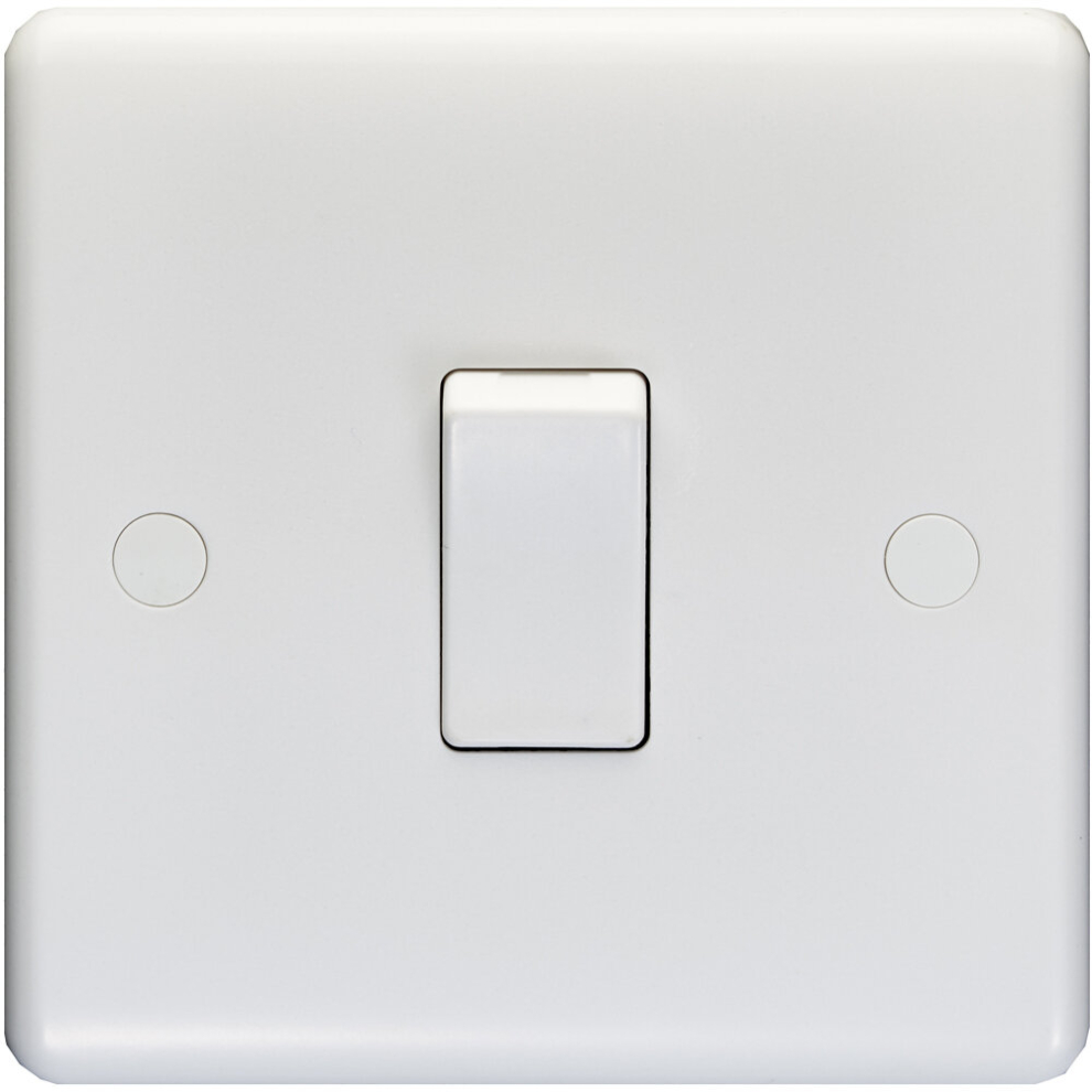 1 Gang Single 10A Intermediate Light Switch White Plastic Landing Rocker 5056581969163