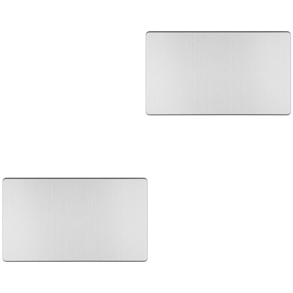 Loops 2 Pack Double Screwless Satin Steel Blanking Plate Round Edged Wall Hole Cover