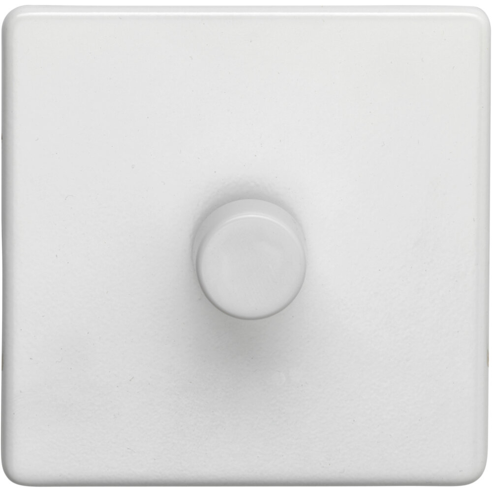 1 Gang Rotary Dimmer Switch 2 Way LED SCREWLESS MATT WHITE Light Dimming Wall