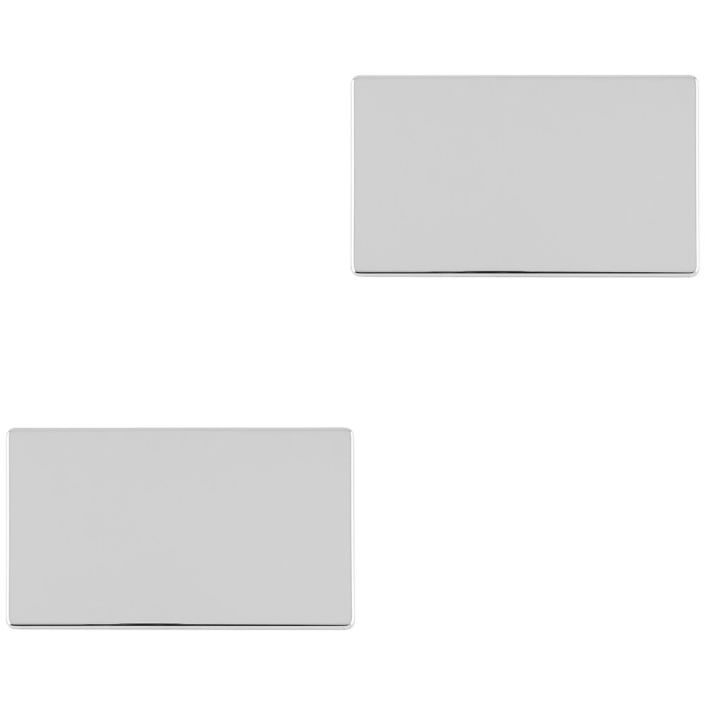 Loops 2 Pack Double Screwless Polished Chrome Blanking Plate Round Edged Wall Cover