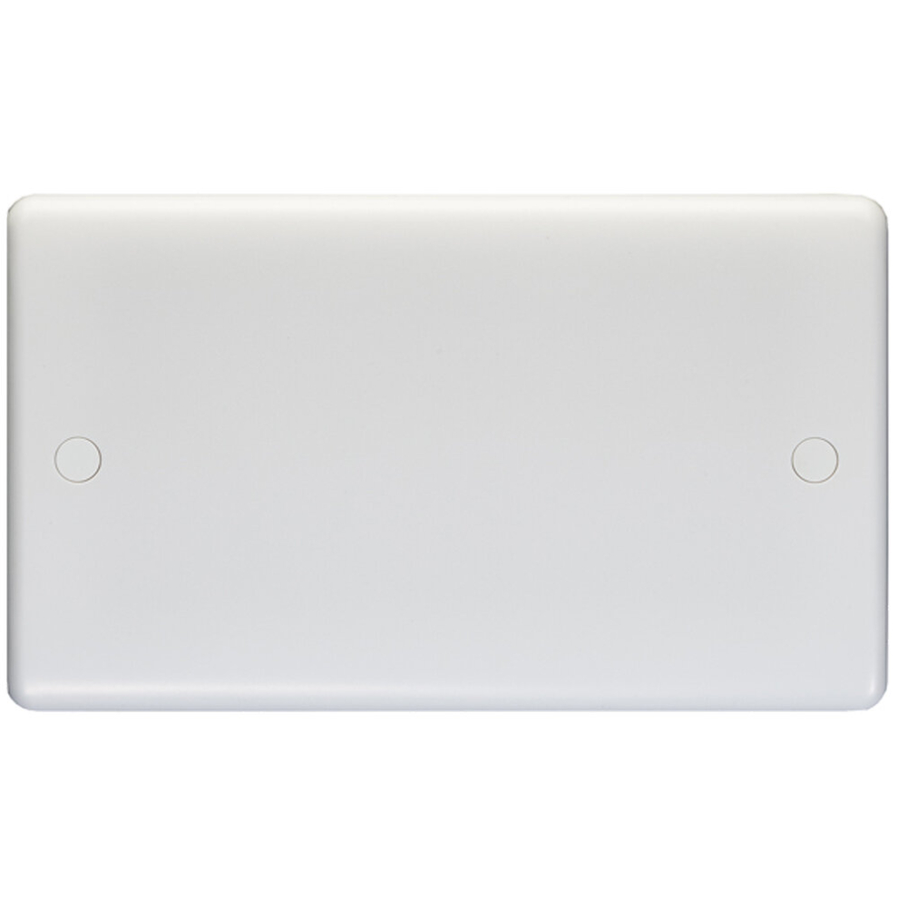 Double White Plasitc Blanking Plate Round Edged Wall Box Chassis Hole Cover Cap 5056581969569