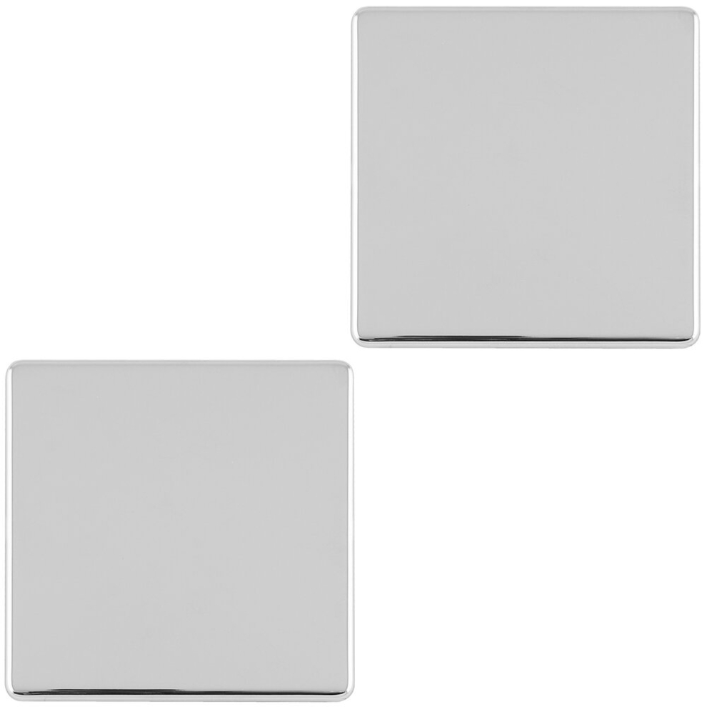 Loops 2 Pack Single Screwless Polished Chrome Blanking Plate Round Edged Wall Cover