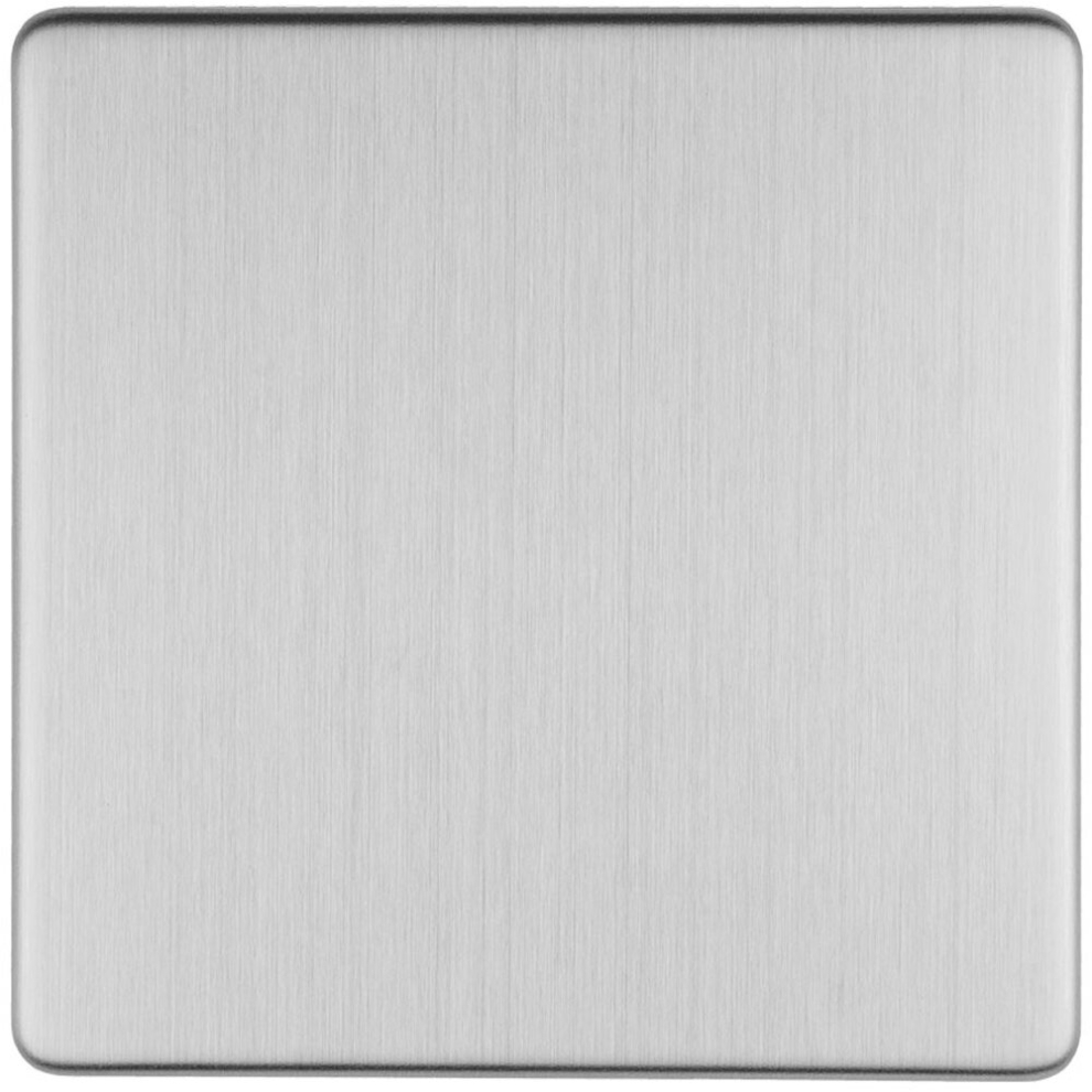 Single SCREWLESS SATIN STEEL Blanking Plate Round Edged Wall Box Hole Cover