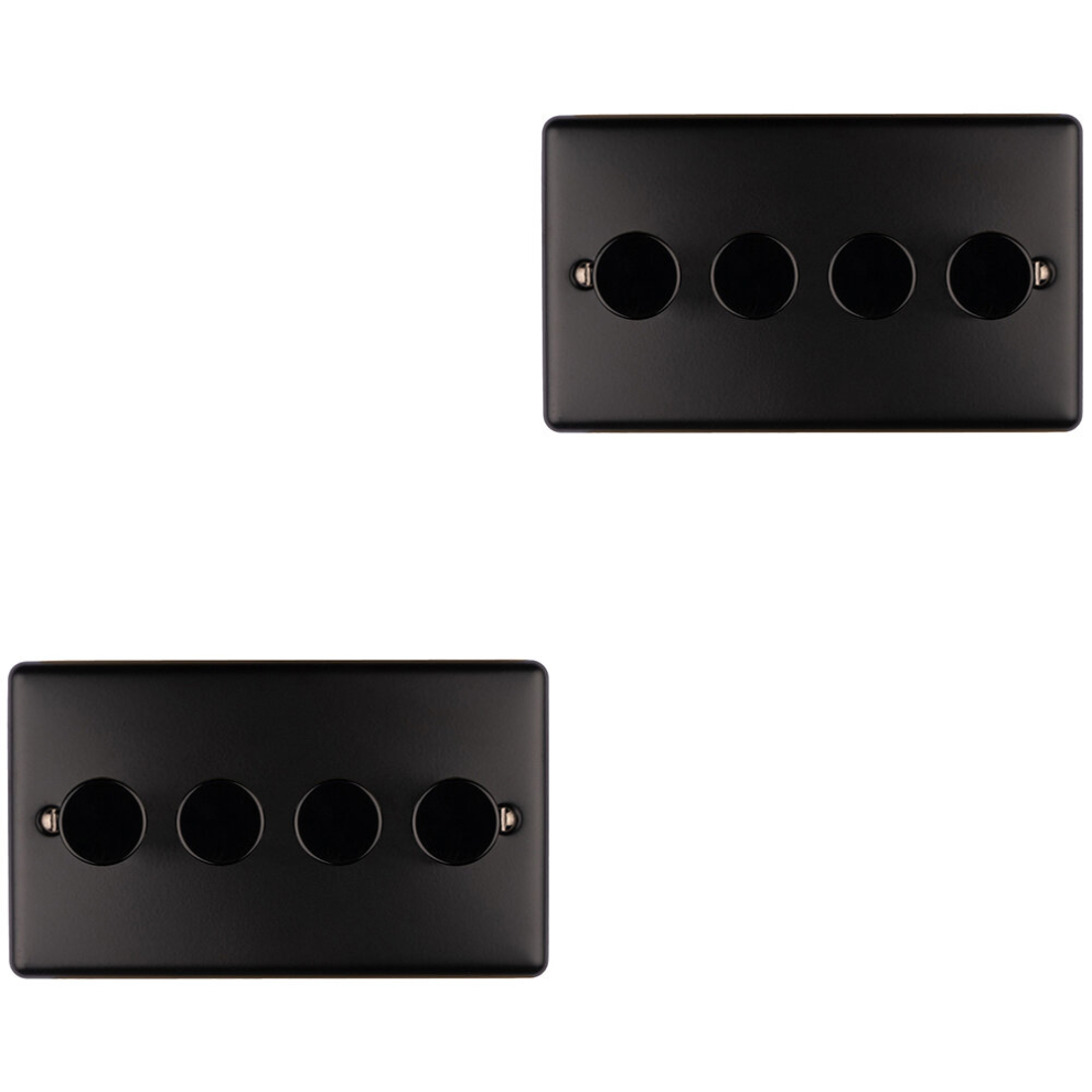 2 PACK 4 Gang 400W LED 2 Way Rotary Dimmer Switch MATT BLACK Dimming Light