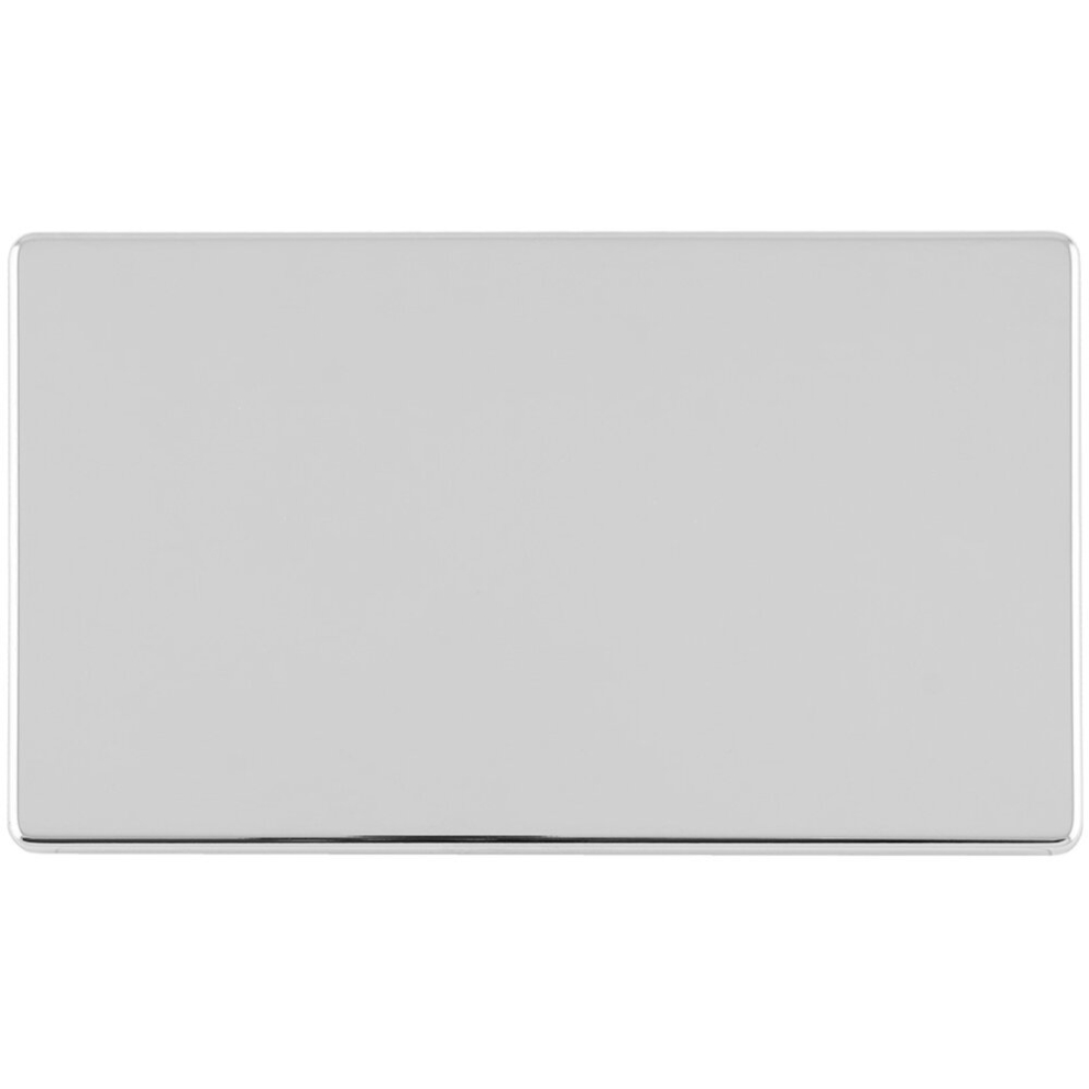 Loops Double Screwless Polished Chrome Blanking Plate Round Edged Wall Box Hole Cover