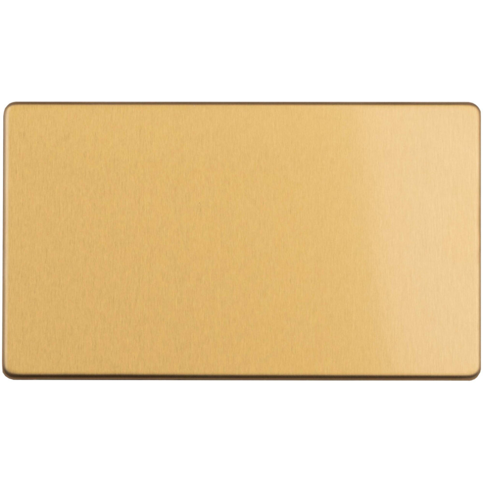 Double SCREWLESS SATIN BRASS Blanking Plate Round Edged Wall Box Hole Cover