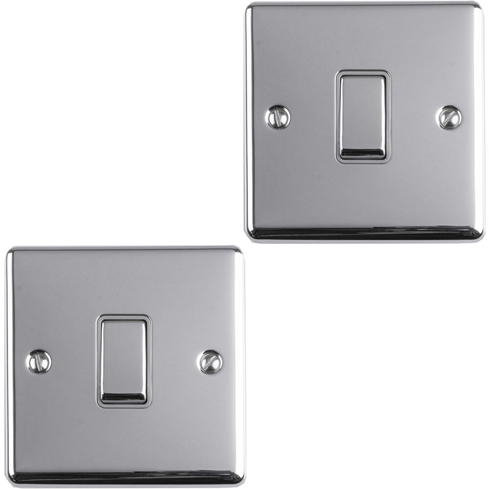 2 PACK 1 Gang 20A Single Light Switch POLISHED CHROME & GREY 2 Way Metal Rocker