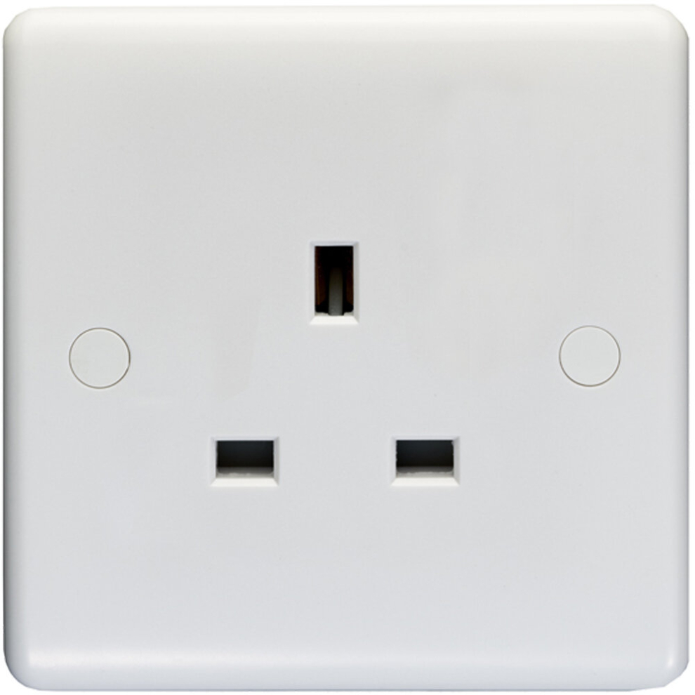 1 Gang Single 13A Unswitched Uk Plug Socket - White Plastic Wall Power Outlet 5056581969583