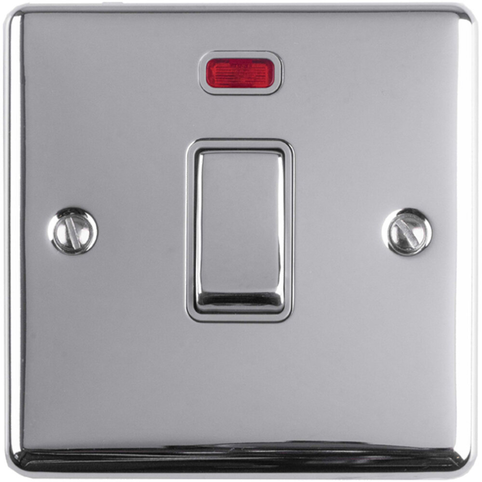 1 Gang 20A Single Light Switch & Neon - Polished Chrome & Grey Trim 2 Way Rocker - Image 2