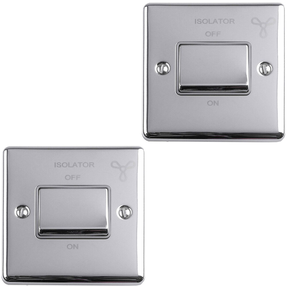2 Pack 6A Extractor Fan Isolator Switch Polished Chrome & Grey 3 Pole Shower - Image 2