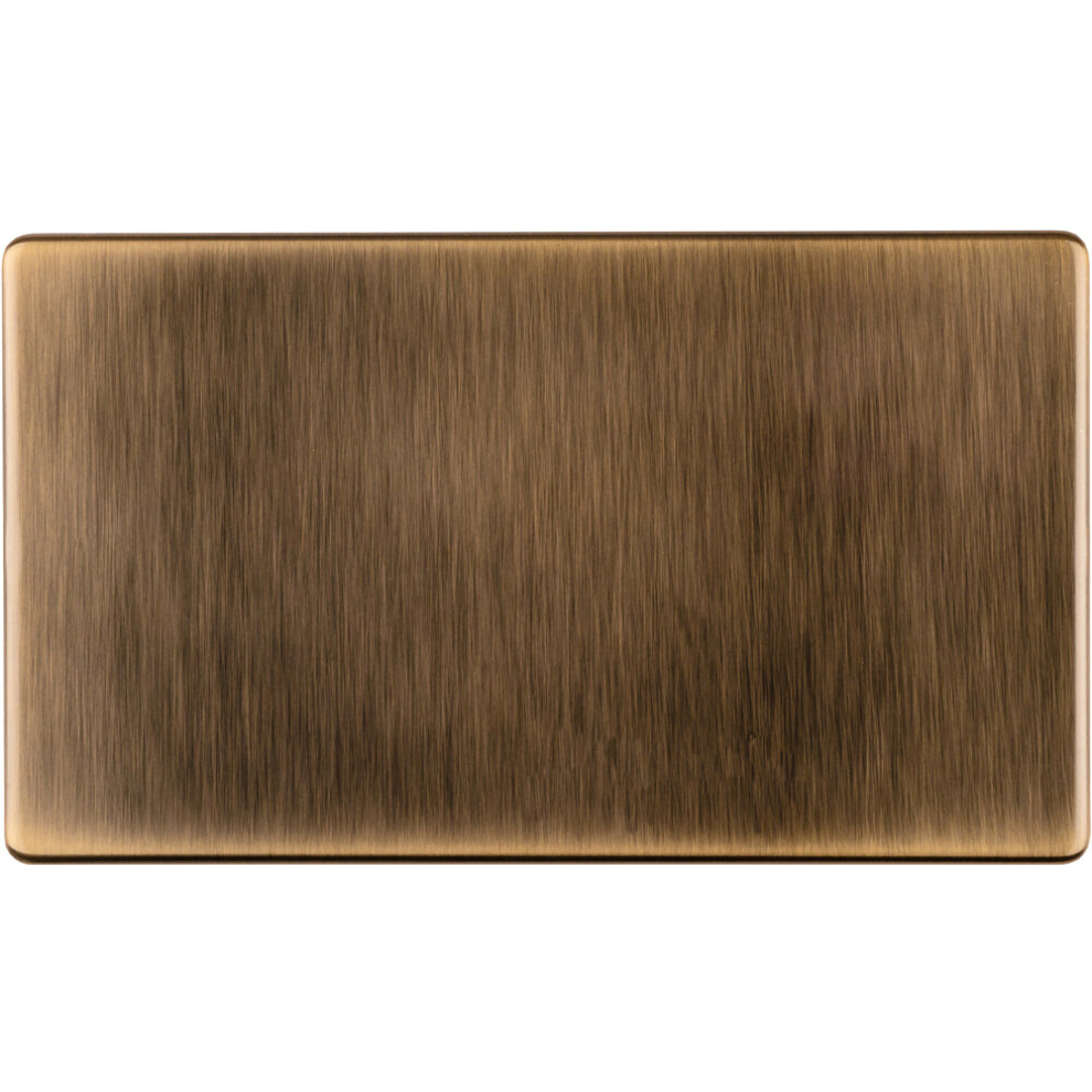 Loops Double Screwless Antique Brass Blanking Plate Round Edged Wall Box Hole Cover
