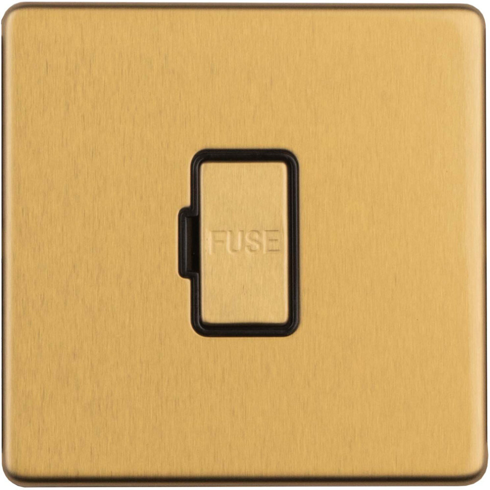 1 Gang 13A Unswitched Fuse Spur SCREWLESS SATIN BRASS Rocker Mains Isolation