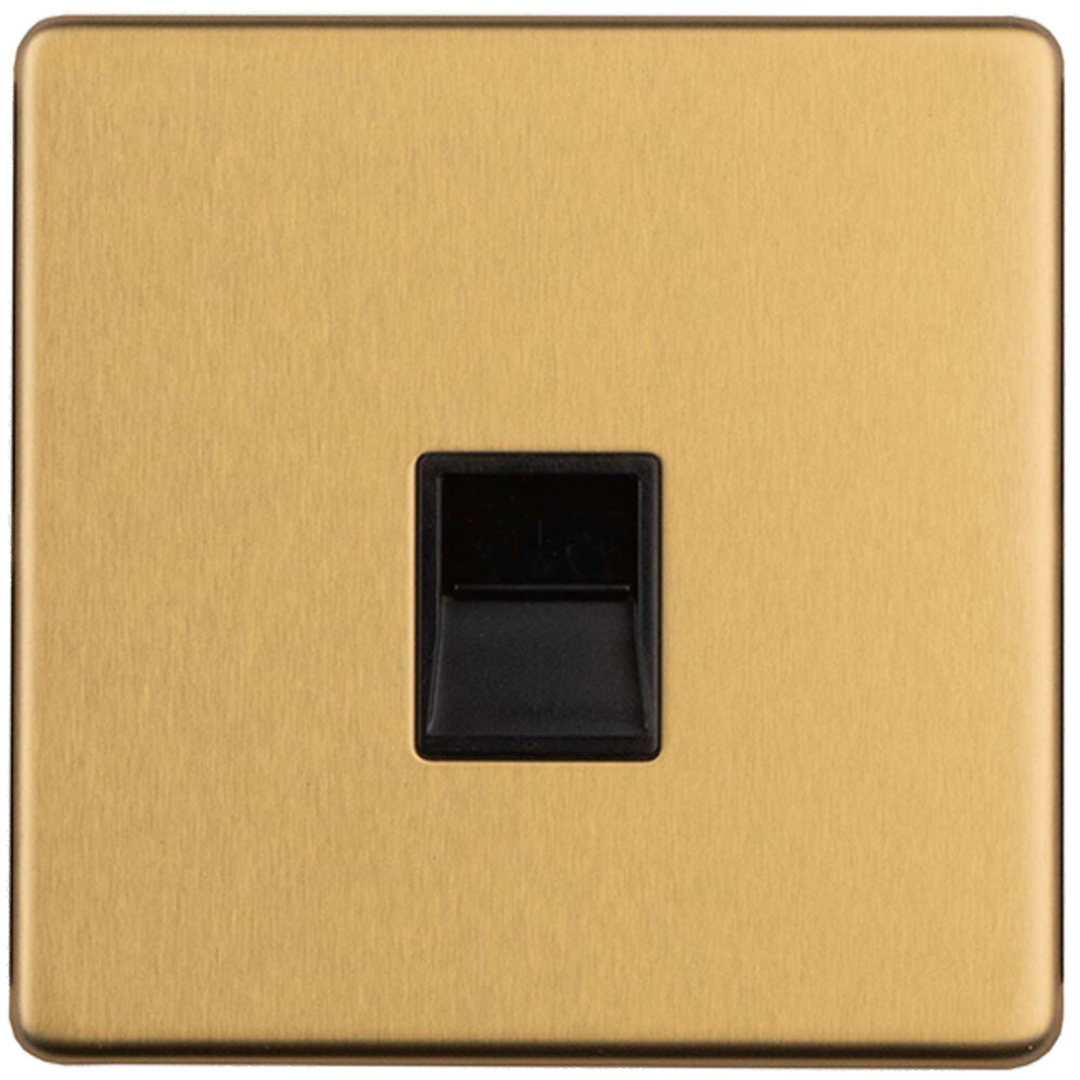 Loops 1 Gang Extension Telephone Wall Socket Screwless Satin Brass Slave Secondary