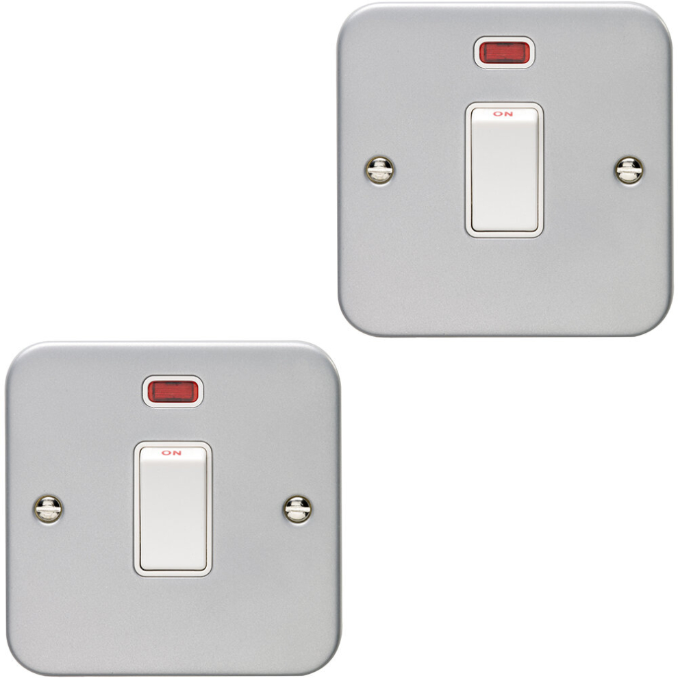 2 Pack 1 Gang 20A Single Light Switch & Neon Heavy Duty Metal CLAD DP Appliance - Decorative Appliance Switch Wall Plate - Image 2