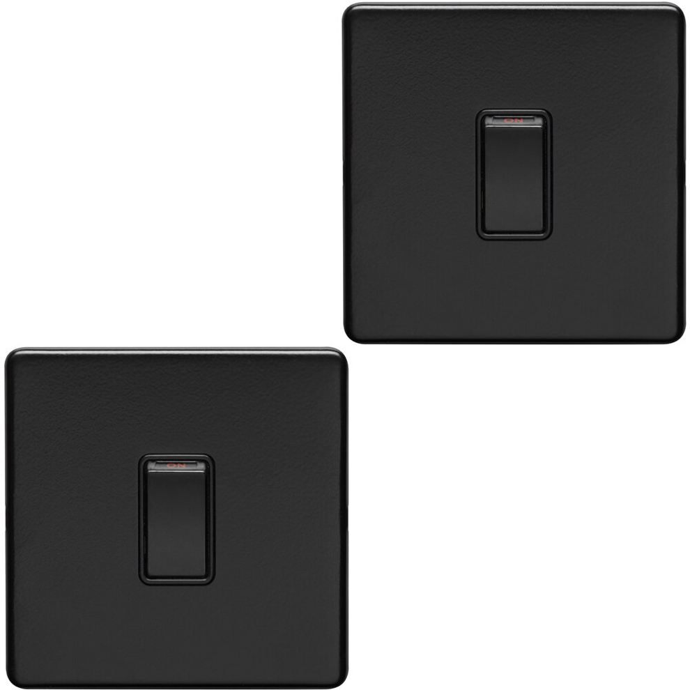 2 PACK 1 Gang 20A Single Light Switch SCREWLESS MATT BLACK 2 Way Slim Rocker