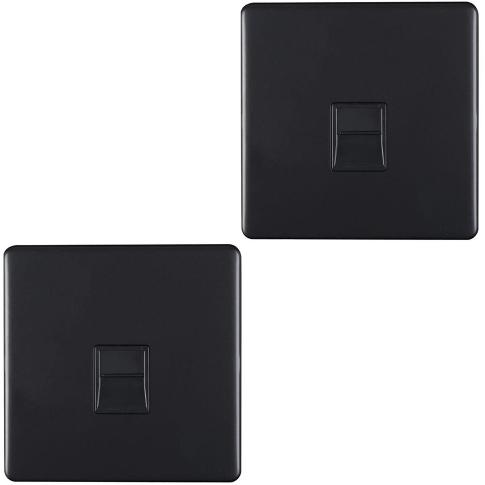 2 PACK 1 Gang BT Telephone Master Socket SCREWLESS SATIN STEELWall Face Plate