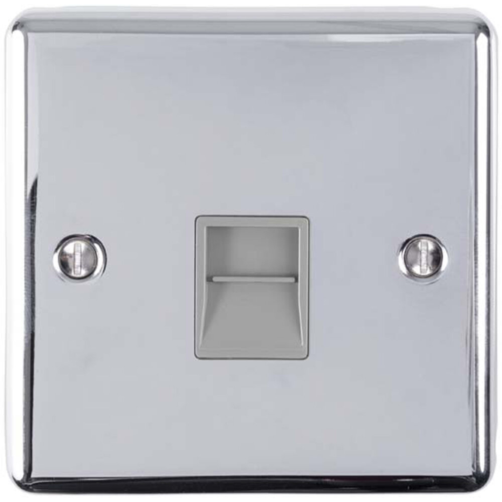 Loops 1 Gang Bt Extension Telephone Wall Socket Chrome & Slave Secondary Outlet Grey