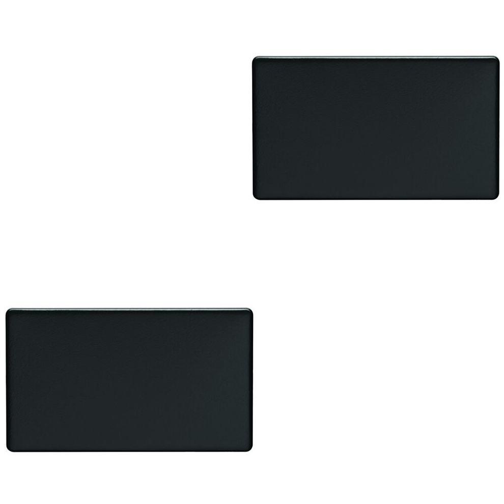 2 Pack Double Screwless Matt Black Blanking Plate Round Edged Wall Hole Cover 5056581971241