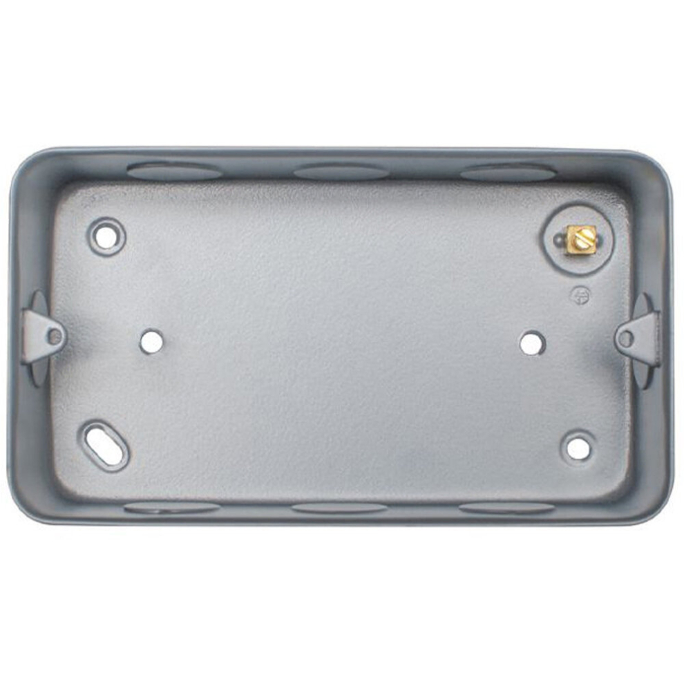 2 Gang 40mm Surface Mount METAL CLAD Back Box Switches & Sockets Rounded Earth