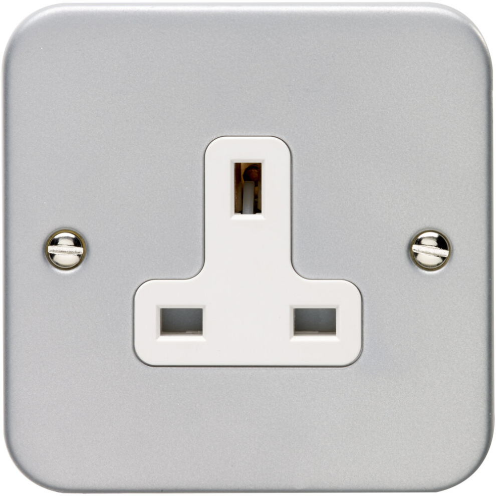 Loops 1 Gang Single 13A Unswitched Uk Plug Socket Heavy Duty Metal Clad Power Outlet